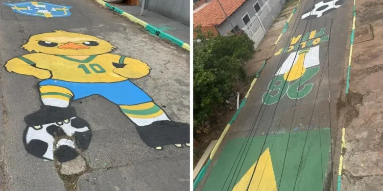 Cuiabanos retomam tradição de pintar as ruas para torcer pelo Brasil na Copa